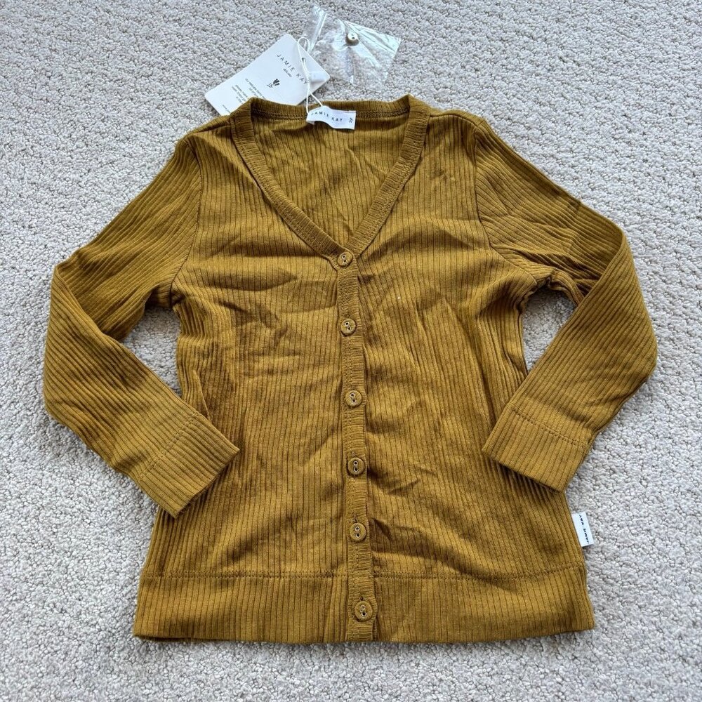 Jamie Kay golden rust neutral ribbed cardigan